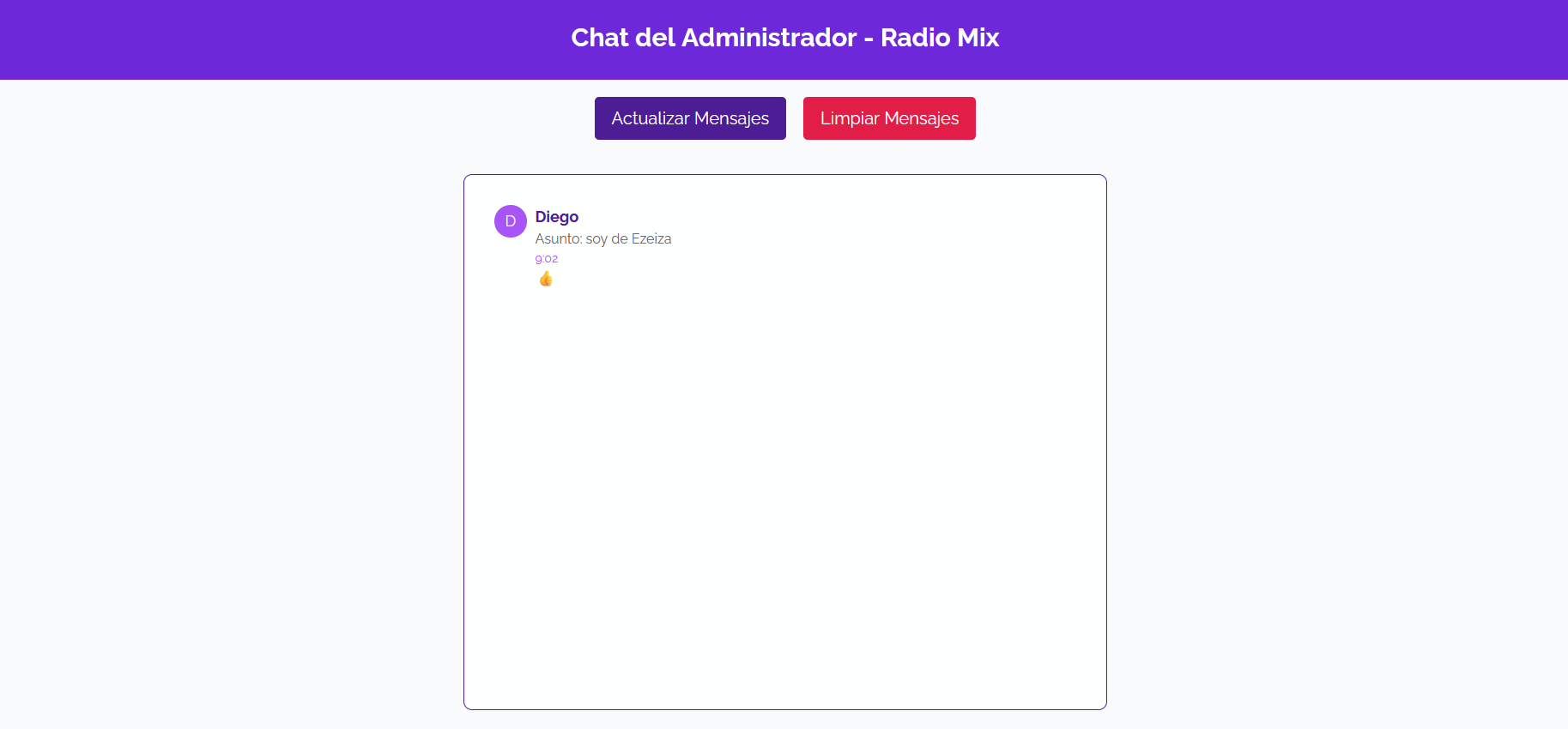 Chat de mensajes de Radio Mix